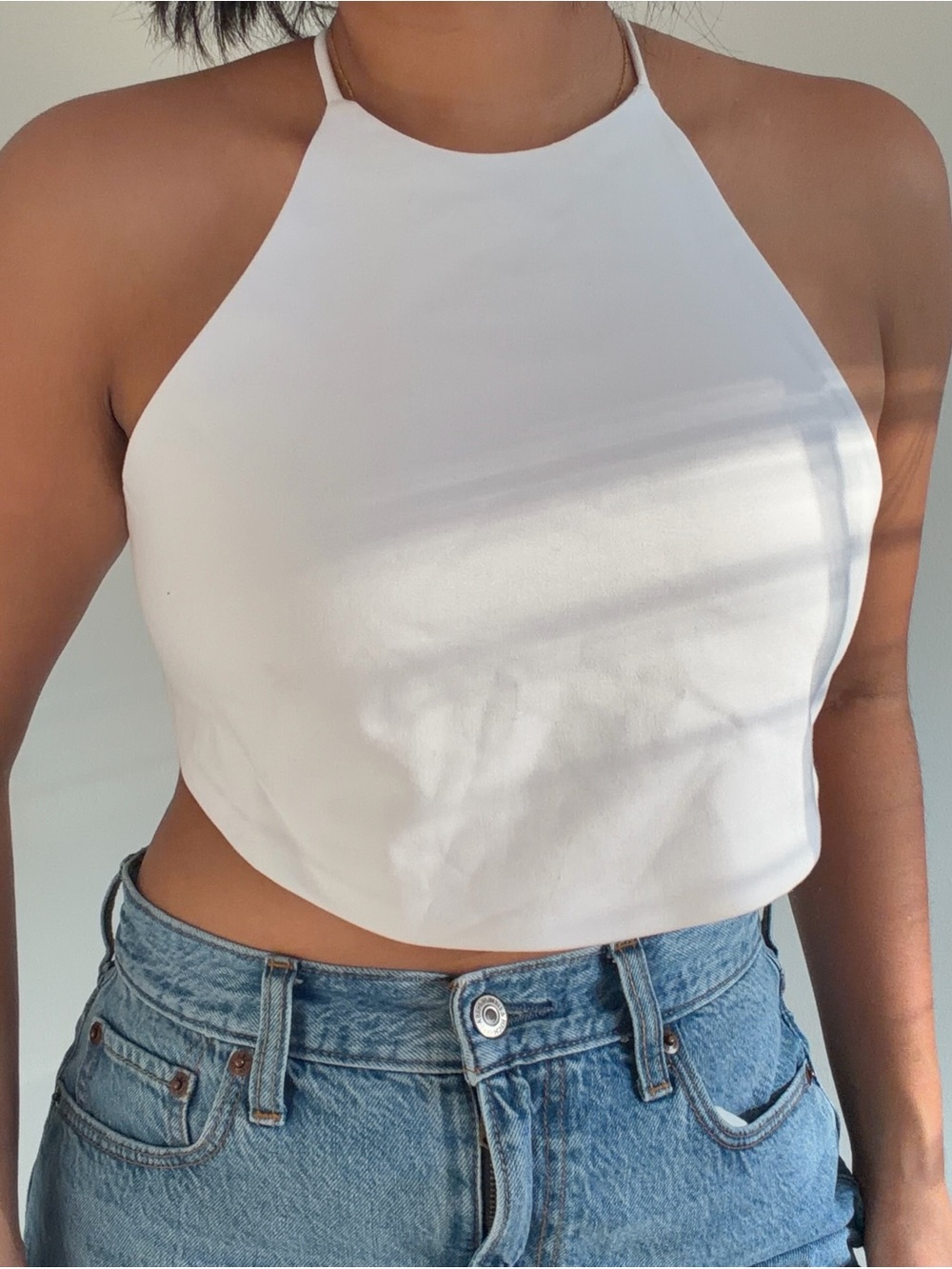 Zara White Halter Crop Top